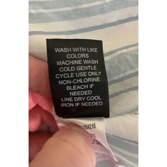 Torrid Harper chambray fit pullover 3/4 sleeve striped blouse - Picture 7 of 11